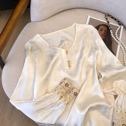 国风打底衫内搭衬衫 长袖刺绣衬衣 春夏设计感新中式上衣 商品图1