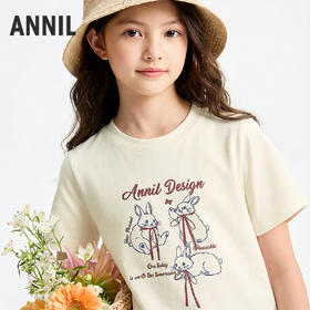 女童圆领短袖针织衫夏季新款安奈儿童装EG621764