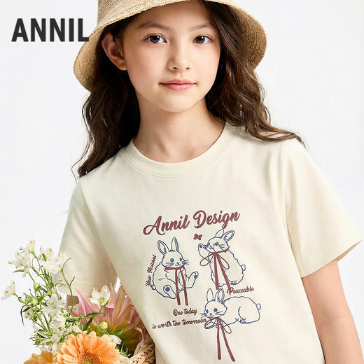 女童圆领短袖针织衫夏季新款安奈儿童装EG621764 商品图0