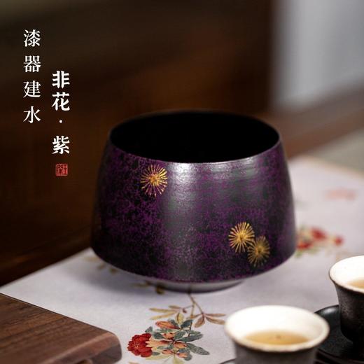 漆器建水/高档茶洗老铁大漆建水中式茶渣桶干泡废水缸泡茶配件复古水方水盂 商品图1