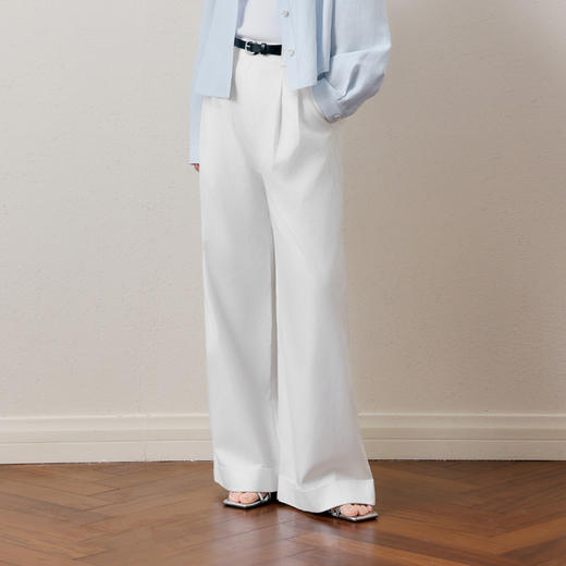 【商场同款】诗凡黎高腰阔腿裤2025秋新款直腿休闲裤女3G7151321 商品图3