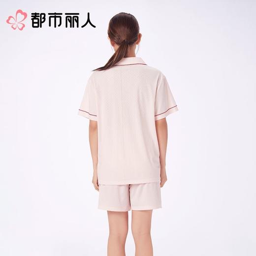 都市丽人睡衣女士睡衣薄家居服牛奶丝提花睡衣女士牛奶丝短袖套装女装短袖短裤LHC1D3 商品图2