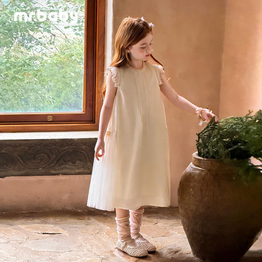 mr.baby26春夏女童甜美飞飞袖蕾丝花边天丝莱赛尔连衣裙公主裙 商品图4