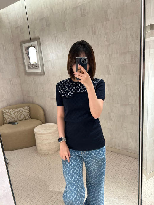 驴家新款黑白提花针织短袖 商品图3