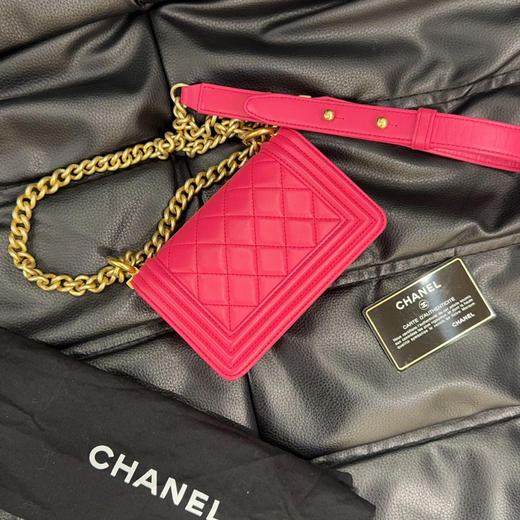 Chanel leboy mini 粉红色 金扣 羊皮 斜挎包 商品图1