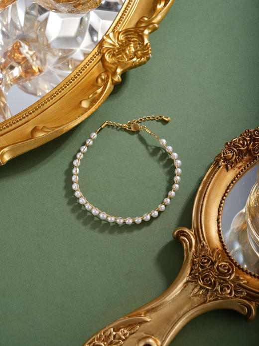 子佩集【韶华履迹】珍珠惜王妃手链【XXSL020】法式编织镀金2602 商品图3