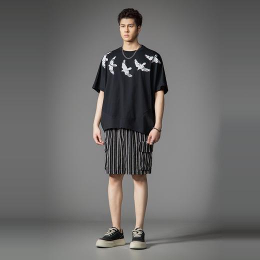 PINLI品立2026春季新款男士宽松插肩袖动物印花圆领短袖T恤潮牌B262111016 商品图4