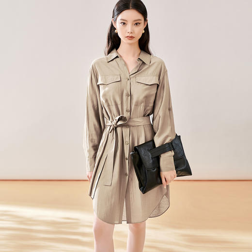 剩S/M/L/XL 芳外新款时尚通勤衬衫裙设计感小个子连衣裙女8T23CL0867 商品图2