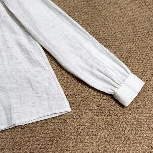 F031001早春新款法式气质百搭亚麻木耳边立领长袖衬衫 商品图13