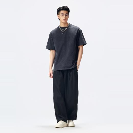 PINLI品立2026夏季新款男士宽松圆领落肩袖百搭纯色短袖T恤上衣潮GD262111023 商品图4