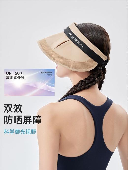 【全脸防晒❗透气不闷热】夏季insVVC遮阳黑胶帽韩版空顶防晒帽网红大檐女草帽时尚发箍太阳帽。xa 商品图3