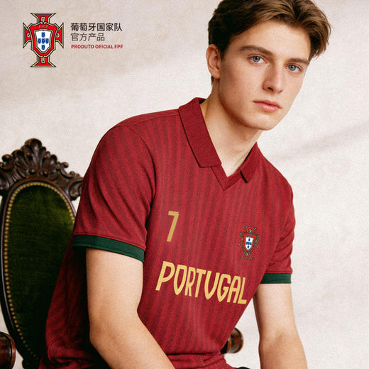 【国家队官方比赛助威服】|红色条纹速干运动T恤polo世界杯葡萄牙 商品图1