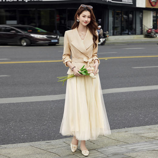 「自」全新升级【铂金会员413/天猫559/差价146】(99117)洛诗琳2026新款气质通勤系带短外套高腰A字网纱裙两件套 商品图2