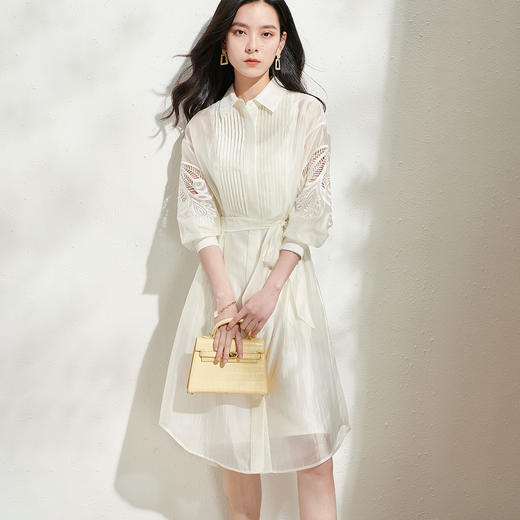 芳外夏季新款温柔知性莱赛尔衬衫裙吊带收腰裙子两件套女0208 商品图3