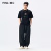 PIJNLI品立2026夏季新款青年植物烫钻圆领落肩短袖T恤上衣潮牌男BG262111014 商品缩略图1