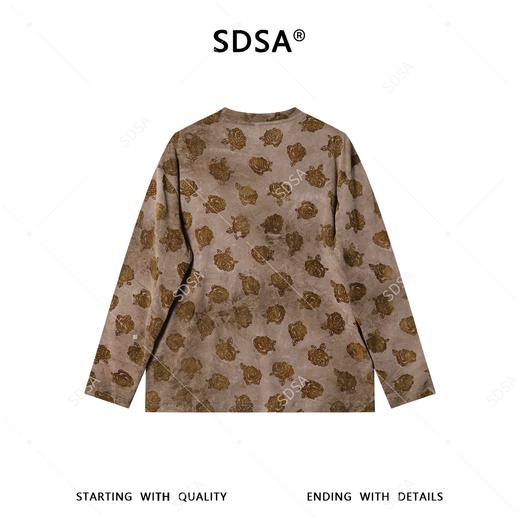 26T120SDSA男装2026新款高贵轻奢时尚扎染植绒花卉圆领长袖T恤百搭简约 商品图4