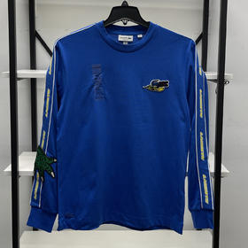 Lacoste/法国鳄鱼 男士春秋圆领串标撞色宽松纯棉长袖T恤 TH1468
