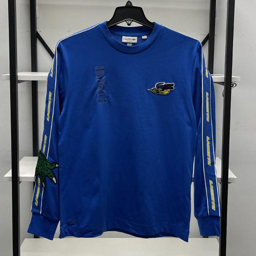 Lacoste/法国鳄鱼 男士春秋圆领串标撞色宽松纯棉长袖T恤 TH1468 商品图0