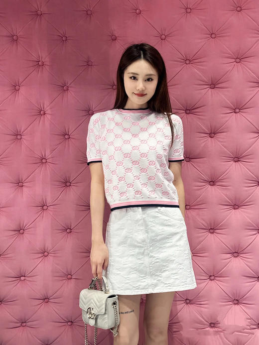 古驰嵌花圆领针织短袖 商品图7