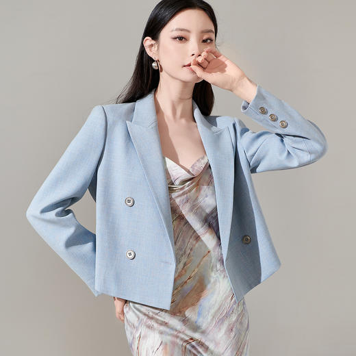 剩S/M/L/XL 芳外新款气质通勤西装外套纯色高级感短外套8I24AX0146 商品图2
