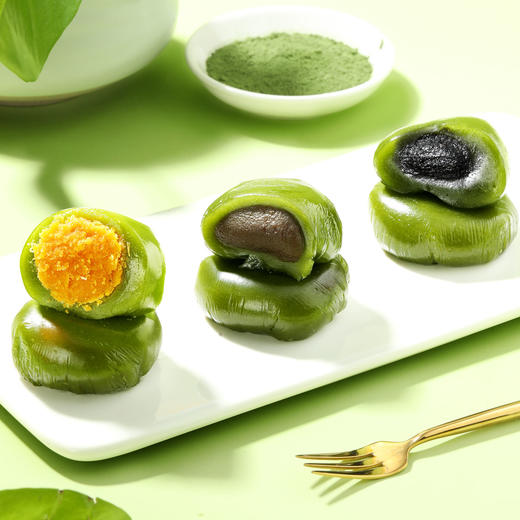 味滋源丨青团 蛋黄肉松/黑芝麻/豆沙味 300g*2袋 商品图2