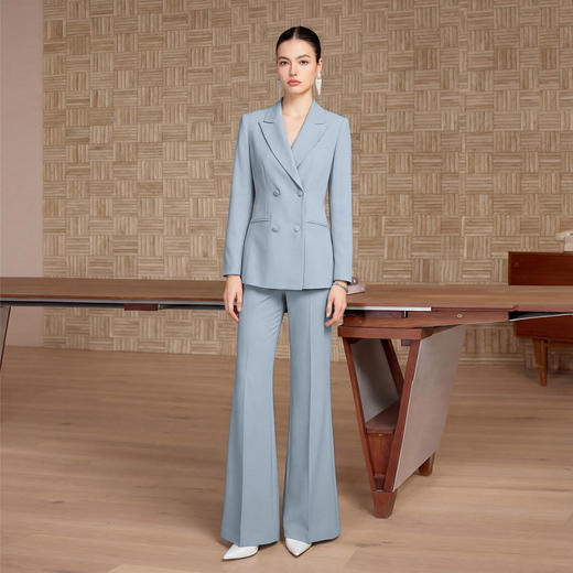 IWY/轻熟简约风雾霾蓝双排扣西装套装女高级感通勤职业装两件套CP2752 商品图0