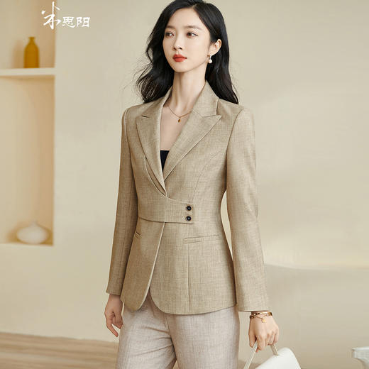 剩S/M/L/XL/XXL 米思阳2026秋季新款温婉气质通勤OL西服设计感修身收腰西装0273 商品图0
