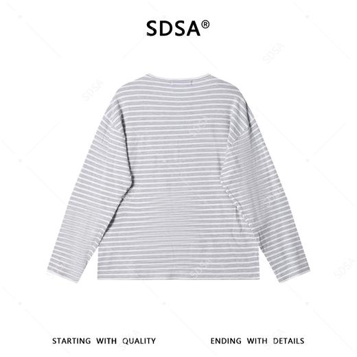 SDSA男装2026新款高贵轻奢美式撞色条纹半纽扣圆领长袖T恤百搭潮 商品图4