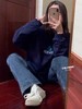 F031017美式复古刺绣版型宽松时尚百搭舒适通勤风长袖圆领卫衣 商品缩略图1