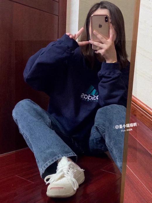 F031017美式复古刺绣版型宽松时尚百搭舒适通勤风长袖圆领卫衣 商品图1