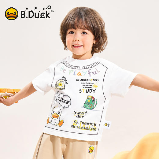 [冰感速干]bduck小黄鸭童装男童短袖t恤夏装儿童上衣凉感速干衣薄90-150 BF2701012 商品图0