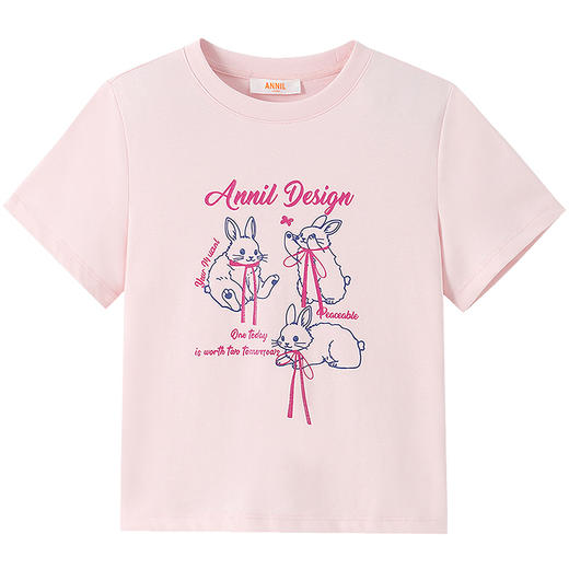 女童圆领短袖针织衫夏季新款安奈儿童装EG621764 商品图6