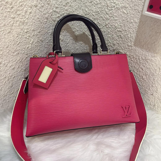 Lv Kleber 玫红 水波纹牛皮 小号 手提 斜挎包 商品图0