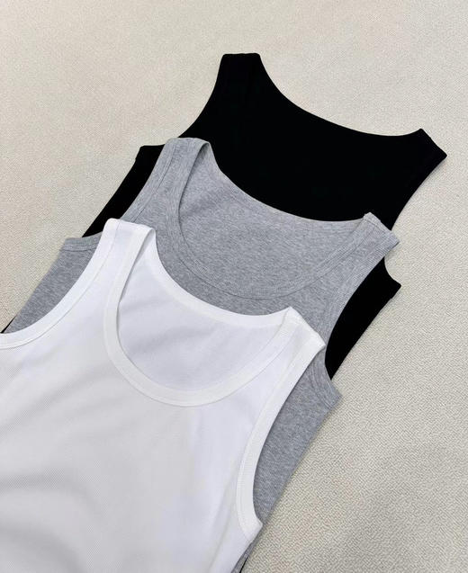 大王螺纹全棉弹力百搭背心  黑色。白色。灰色自己备注号码颜色。 商品图6