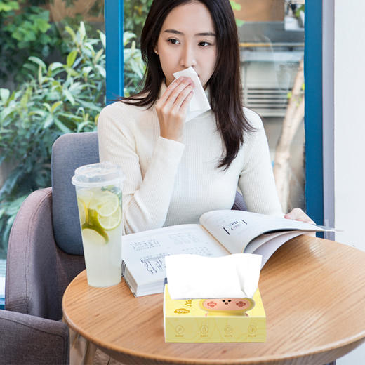 【50积分+14.9元】柚家 乳霜柔润纸面巾 100抽*4包/箱 柔韧不易破 商品图1