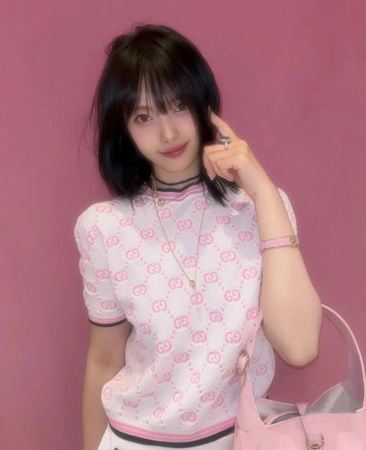 古驰嵌花圆领针织短袖 商品图8