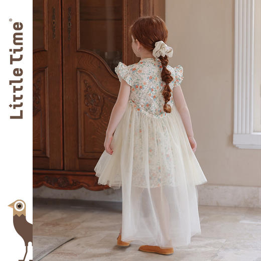 littletime女童旗袍2026夏新款儿童时尚碎花连衣裙高定国风公主裙 商品图4