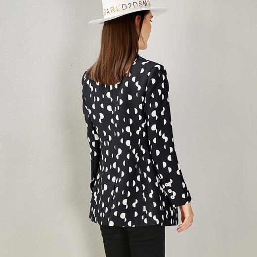 剩S/M/L/XL 芳外秋季新款时尚波点一粒扣西装外套显瘦通勤外套女8D21CX1417 商品图4