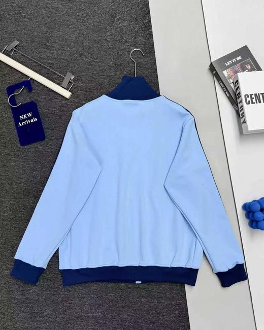 F031053条纹立领蓝色拉链长袖修身夹克外套男女同款 商品图1