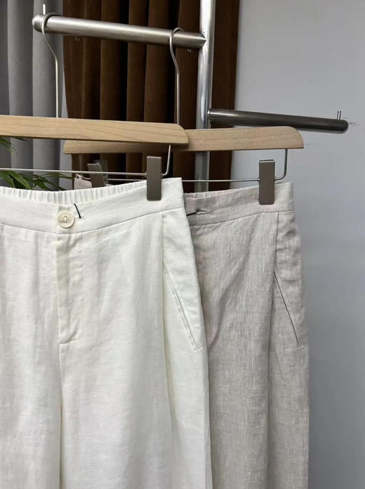 新款100%亚麻阔腿直筒裤（后腰有松紧） 商品图3