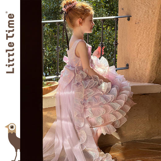 Littletime女童连衣裙夏装2025新款儿童亮片拖尾公主裙生日礼服裙 商品图3