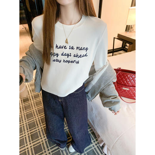 【110元任选2件】现货！ 韩系字母刺绣长袖 商品图2