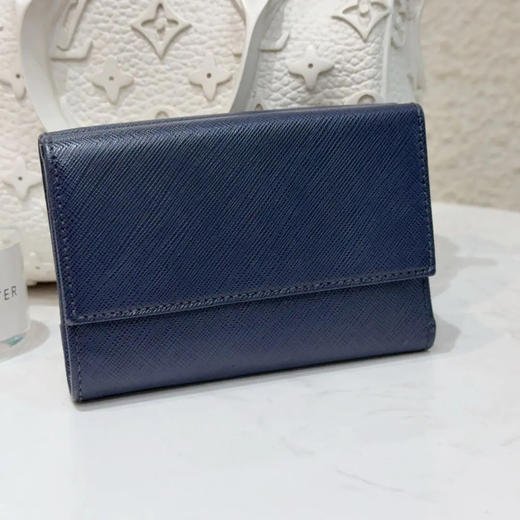 菲拉格慕 蓝金 十字纹牛皮  蝴蝶结 钱包 商品图1