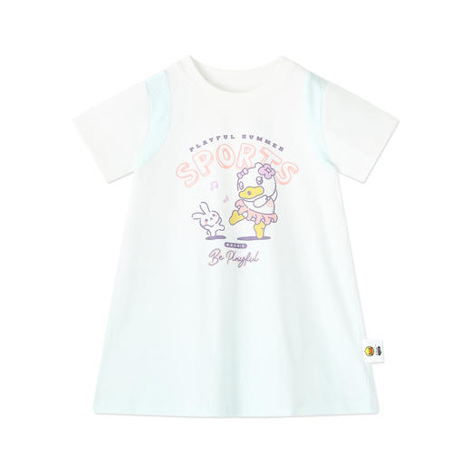 bduck小黄鸭童装女童运动裙子儿童短袖连衣裙小女孩夏装透气T恤裙90-150 FF2780080 商品图3