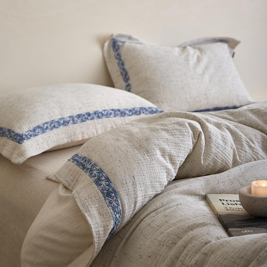 爽肤棉麻~A类棉麻色织提花床单被套四件套20%亚麻床品简约民宿风 商品图0