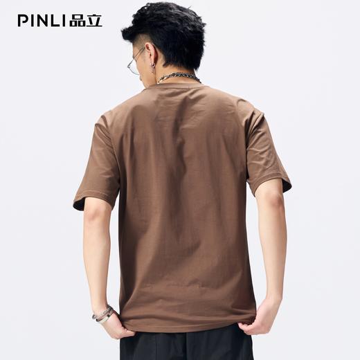 PINLI品立2026夏季新款男士马年字母印花烫钻圆领短袖T恤上衣潮牌BG262111015 商品图2