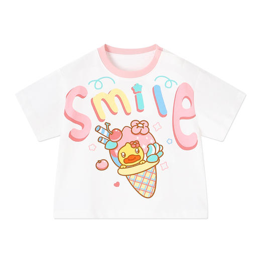 [驱蚊抗菌]bduck小黄鸭童装女童T恤儿童短袖夏装宝宝纯棉上衣90-150 FF2701072 商品图3