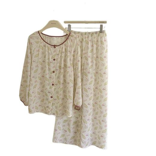 「数款可选！春夏新款」睡衣女士长袖长裤40支全人棉绸开衫套装国风印花舒适睡衣内衣 商品图4