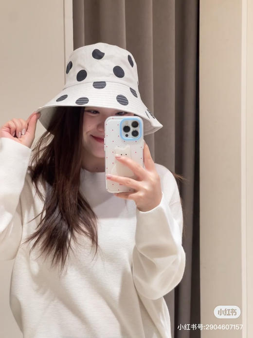 310-7 独家圆正 小禾 波点亚麻渔夫帽 商品图5