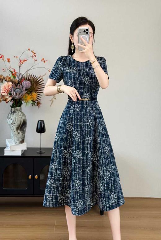 SC2S55_绀蝶色_连衣裙_夏季_圆领短袖金属腰带收腰 A 字中长款_高级女装_BERNIEELEN 伯妮斯茵 商品图2